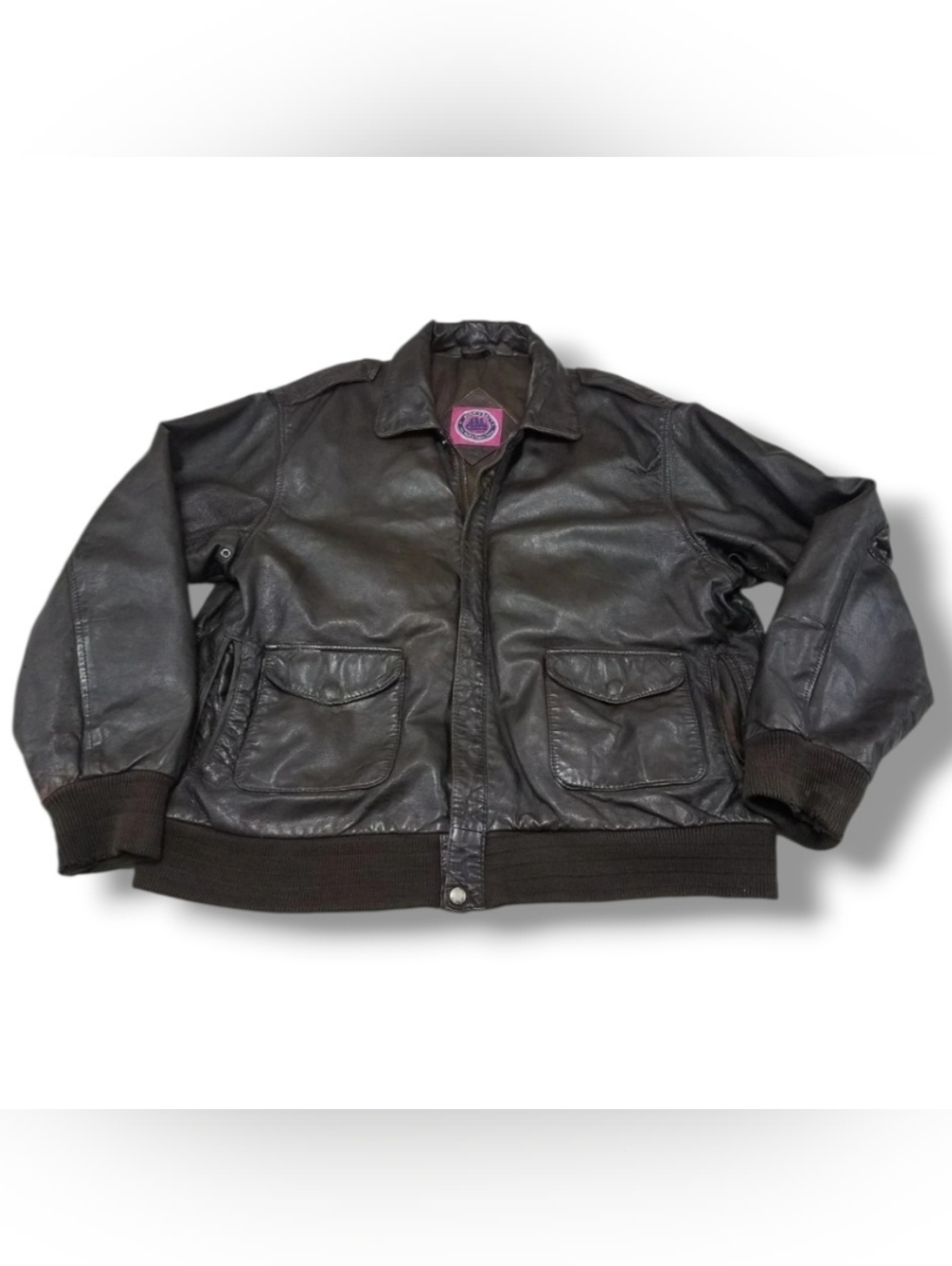 90s Vintage Burk's Bay Jacket Size XL Burks Bay Leather Bomber Jacket Distressed